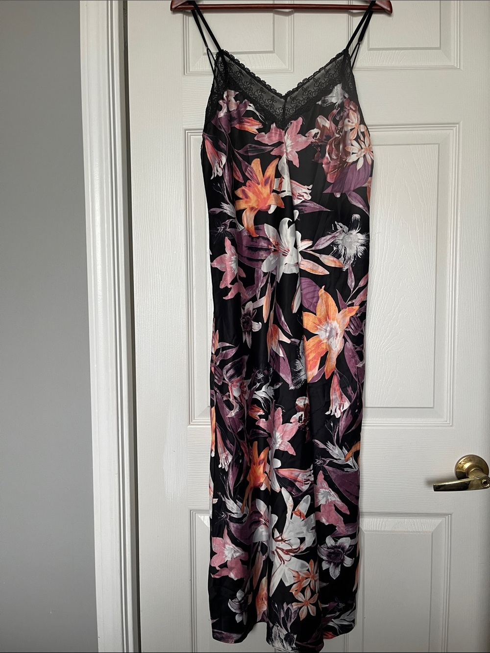 LINEA DONATELLA | Mina Black Tropical Print Slip Sz M